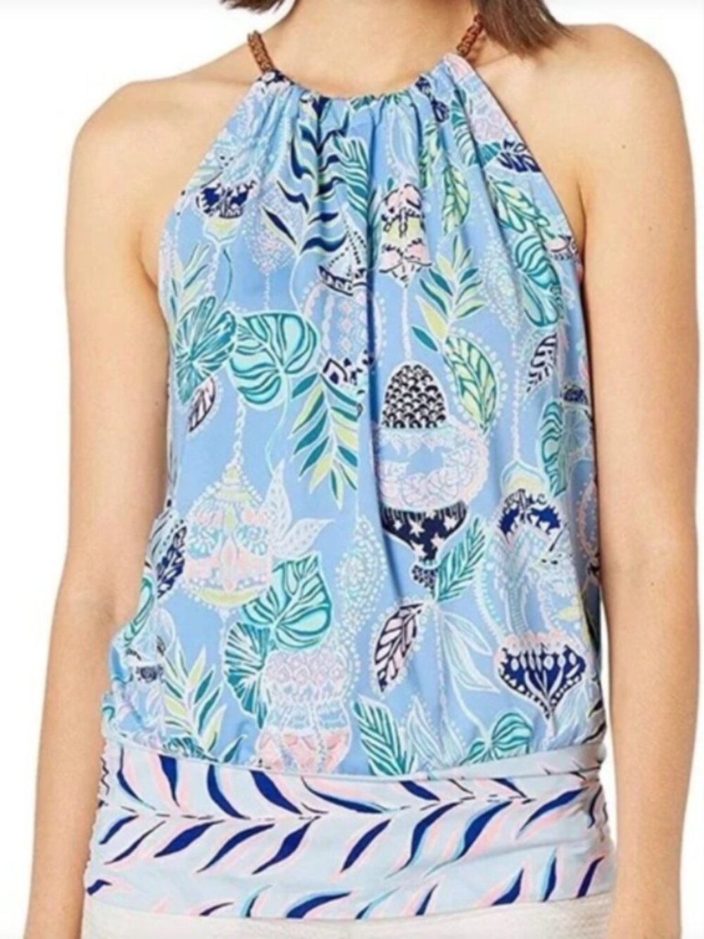 NWT Lilly Pulitzer Bowen Chain Halter Top in Lapis Lantern Blue Size XS